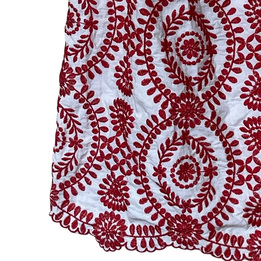 Entro red and white fully floral embroidered off the shoulder mini dress - Picture 9 of 14